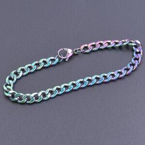 Stainless steel 6.5mm cuban chain rainbow multicolor bracelet